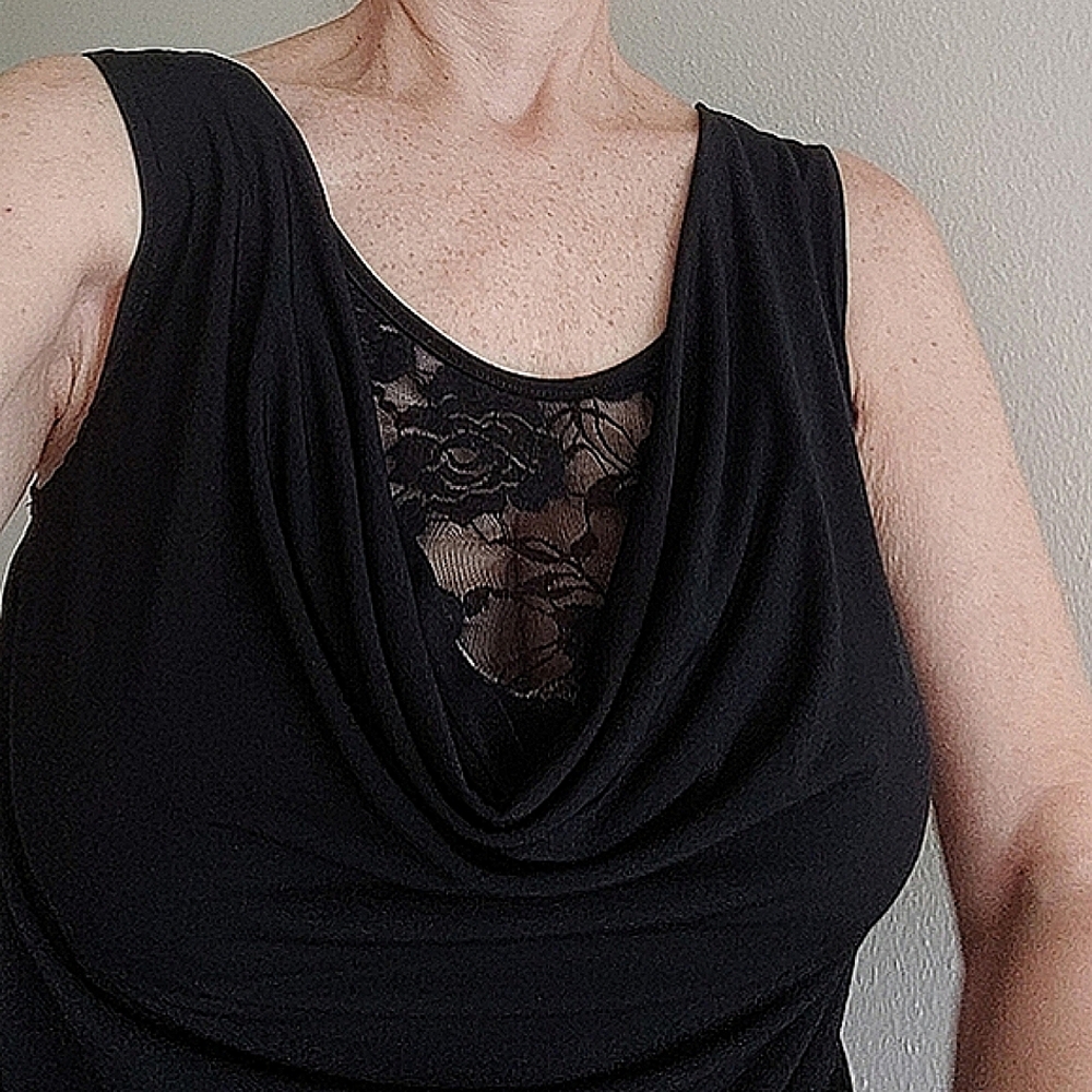 Sexy Draped Cowl Neck Lace Blouce